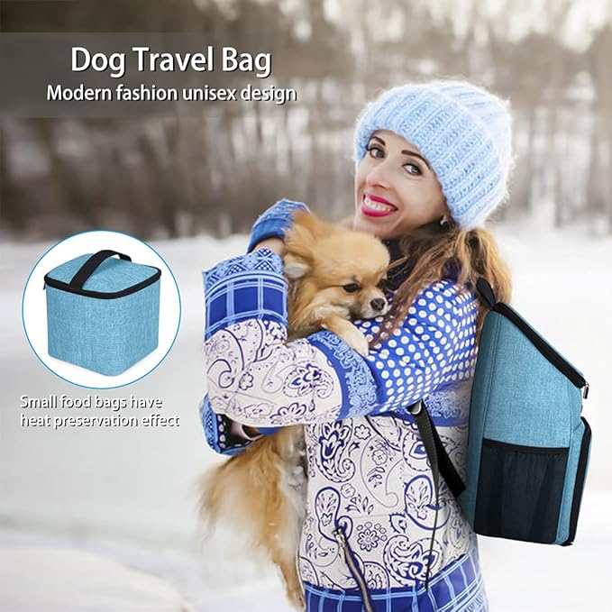 BAGLHER丨Dog Travel Bag, Airline Approved Pet Supplies Backpack, Dog Travel Backpack with 2 Silicone Collapsible Bowls and 2 Food Baskets-Mewly Pet