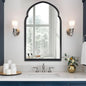 ironsmithn Arched Wall Mirror, Black Bathroom Mirror, 38" x 22" Wall Mounted Decorative Mirror, Modern Art Oblong Mirror for Master Bath Half Bath Living Room Bedroom Fireplace Entryway
