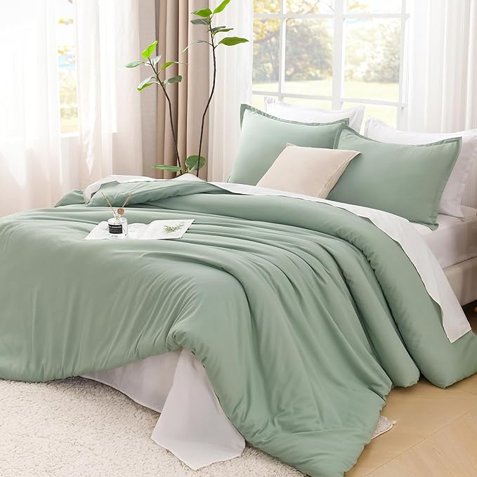 Litanika Twin XL Comforter Set Sage Green - 2 Pieces Extra Long Bed Set for College Dorm, All Season Bedding Set for Girls and Boys