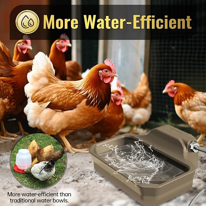 135OZ Automatic Water Dispenser for Dogs Patented Automatic Dog Water Bowl Fit 3/4'' GHT Male Faucet Outdoor Large Dog Water Bowl Include Water Hose Copper Connector Large Drinking Area Brown-Mewly Pet