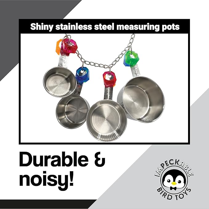 1410 Stainless Pot Delight from Parrots Cockatiels Conures Budgies Macaws Lovebirds African Greys Parrot Toys Stainless Foraging Chew Treat Noise-Making Fun Sensory Enrichment.-Mewly Pet