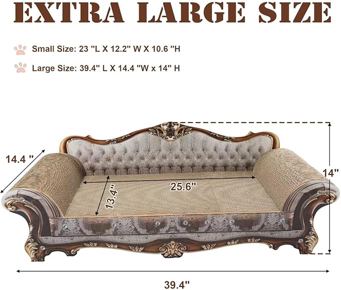 Sofa Shaped Scratching Couch,Thick Scratching Cardboard, Lounge Bed for Indoor Rest&Play, Sofa Scratcher Pad (39.4" L X 14.4 "W X 14" H)-Mewly Pet