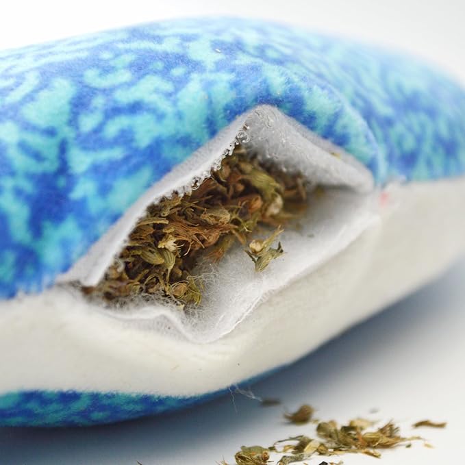 ZOOMIE Shark Kicker - Refillable Catnip Toy + Catnip | High Potency Hand Harvested Fresh | Soft Plush for Engaging Play-Mewly Pet