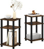 Furinno JUST Side Table Set of 2, 3-Tier Open Shelf End Table, Toolless Assembly Night Stand, Bedside Table with Square Tube, for Living Room, Bedroom, Amber Pine
