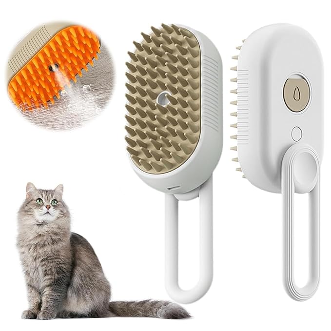 Pet Steam Groomer Brush, 2025 New 3 in 1 Steam Cat Steam Brush for Shedding & Grooming, Multifunctional Hair Removal Comb for Cats Dogs-Mewly Pet