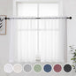 OWENIE Short Sheer Curtains 30 Inches 2 Panels Set, Kitchen Curtains Tiers Light Filtering Rod Pocket Cafe Curtain for Bathroom Small Half Window, 42 in W x 30 in L, White