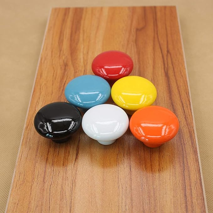 HUAMULAN 15PCS Black Glossy Ceramic Knobs Round Cabinet Dresser Pulls Door Handles Cupboard Wardrobe Drawer, Dia. 1.5 inch 38mm