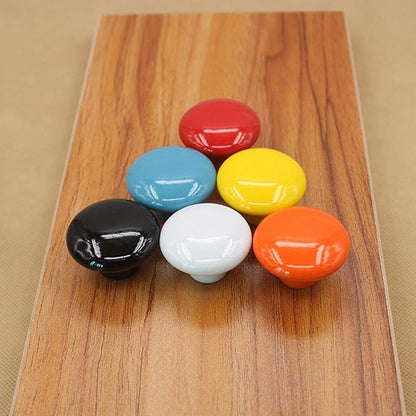 HUAMULAN 15PCS Orange Glossy Ceramic Knobs Button Round Mushroom Cabinet Dresser Vintage Pulls Door Handles Cupboard Wardrobe Drawer, Dia. 1.5 inch 38mm