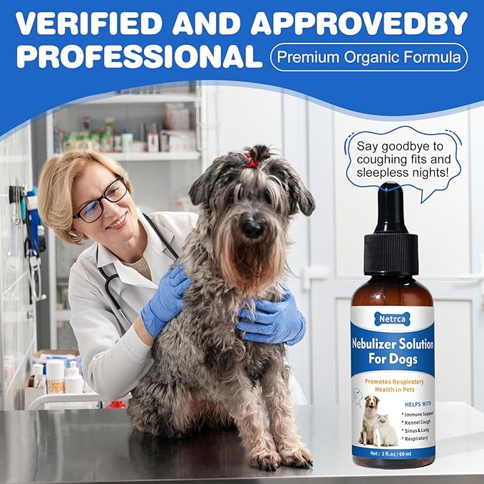 Natural Nebulizer Solution – Promotes Respiratory Health for Dogs & Cats – Immune Support | Sinus, Allergies & Kennel Cough Relief | Gentle Herbal Formula, 60ml-Mewly Pet
