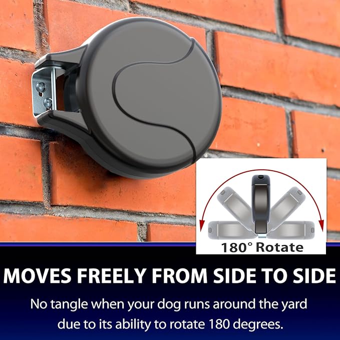 30ft Wall Mount Retractable Dog Tie Out Cable for Small to Large Dogs Between 20-75 lbs, Patented Retractable Dog Lead Great for Yard/Garden - Durable for 70,000 Cycles (Black, 30ft)-Mewly Pet