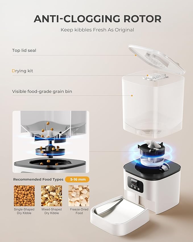 Automatic Cat Feeder with Camera,Adjustable Camera 5G/2.4G WiFi Timed cat Feed, auto cat Feeder, Automatic Pet Dispenser with HD Night Vision-Mewly Pet