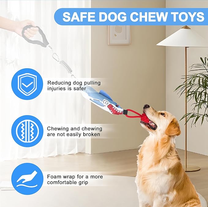 Dog tug of war Toy with Handle,Interactive Dog Toys with Squeak for Aggressive chewers, Durable Bungee Cord Toy with chew Ball-Mewly Pet