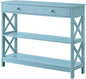 Convenience Concepts Oxford 1-Drawer Console Table 39.5" - Farmhouse Sofa Display with Storage Shelf For Living, Family, & Dining Room, Modern Entryway Hall Table for Kitchen, Bedroom, Sea Foam Blue