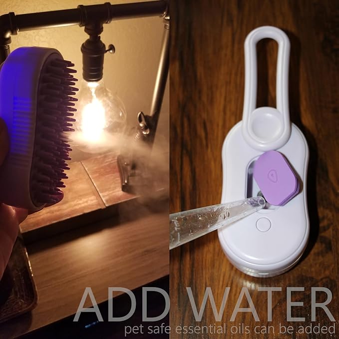 Cat Steam Brush, Helps Reduce Cat Hair, Easy Cleaning Top, Steam Brush with Silicone Massage Bristles for Cats or Dogs, Best for Long-haired Cats or Dogs (Purple)-Mewly Pet