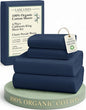 LANE LINEN 100% Organic Cotton California King Bed Sheets, 4-Piece Pure Percale Sheets Soft Breathable Cotton Bed Sheets, Deep Cal King Sheets for Thick Mattress - Navy