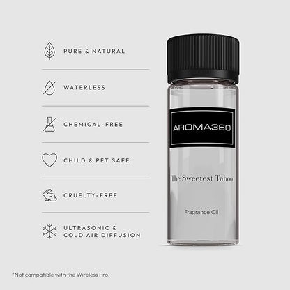 Aroma360 - The Sweetest Taboo Fragrance Oil Scent - Luxury Aromatherapy Scent Diffuser Oil - Hints of Lemon Crème, Pomegranates, & Raspberries - for Essential Oil Diffusers - for Home & Office - 50mL