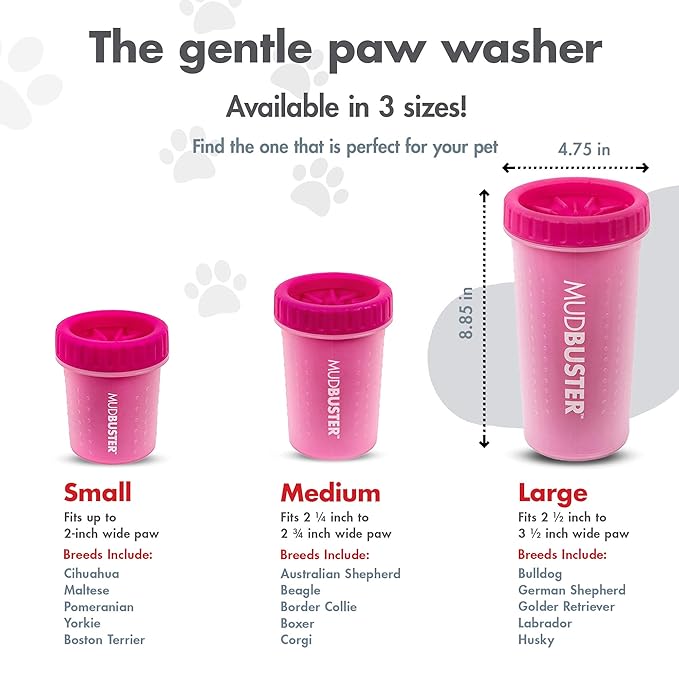 Dexas MudBuster Portable Dog Paw Cleaner, Pink Large Pet Supplies and Accessories-Mewly Pet