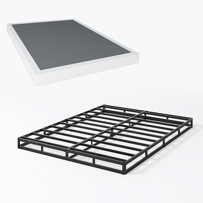 Box Spring Queen - 3 Inch Heavy Duty Low Profile Metal Queen Box Springs for Bed, Mattress Foundation, Easy Assembly,Easy Clean Cover
