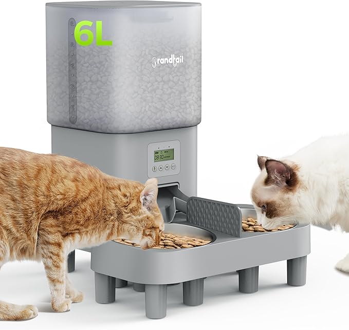 Automatic Cat Feeder for Pets, Programmable Meal Dispenser, for Timed Meals for Up to Cats & Dogs Including Dual Power Supply, and Capacity for 4 Meals Daily-Mewly Pet