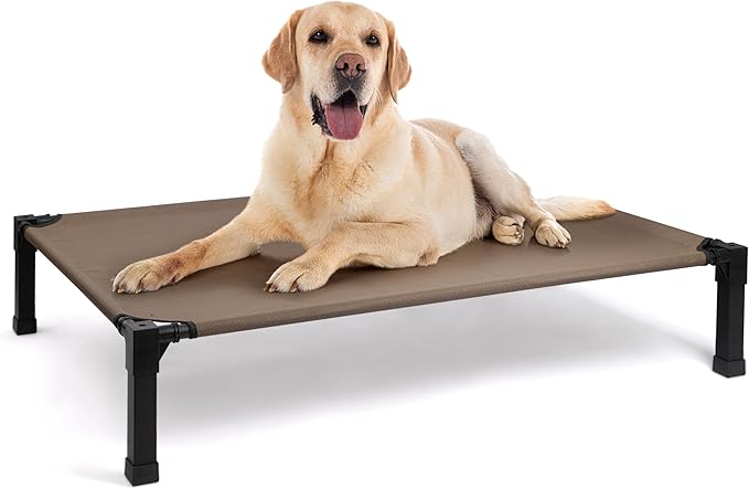 Heeyoo Elevated Dog Bed, Cooling Raised Pet Cot with Chew Proof Washable Breathable Mesh and Metal Frame, Portable Dog Cot Bed with No-Slip Feet for Outdoor or Indoor Use-Mewly Pet