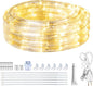 SURNIE LED Rope Lights Outdoor Warm White, Waterproof 10FT Cuttable 3000K Soft Lighting Indoor 110V Flexible Clear Tube for Bedroom Outside Garden Deck Patio Camping Decor, Not Flat Strip