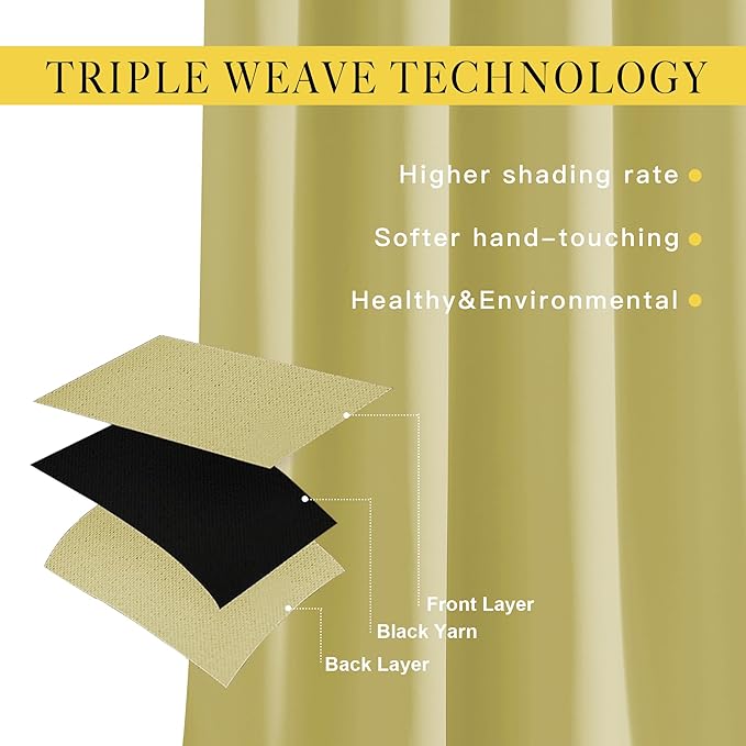 NICETOWN Room Darkening 90 inch Curtains for Bedroom, Room Darkening Energy Saving Thermal Insulated Grommet Window Treatments for Living Room, Paler Yellow, W52 x L90, 2 Panels