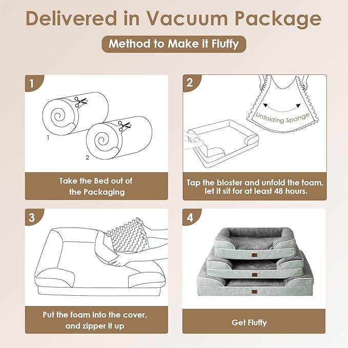 EHEYCIGA Orthopedic Dog Bed for Medium Dogs, Waterproof Memory Foam Medium Dog Beds with Sides, Non-Slip Bottom and Egg-Crate Foam Pet Couch Bed with Washable Removable Cover, Greyish Green-Mewly Pet