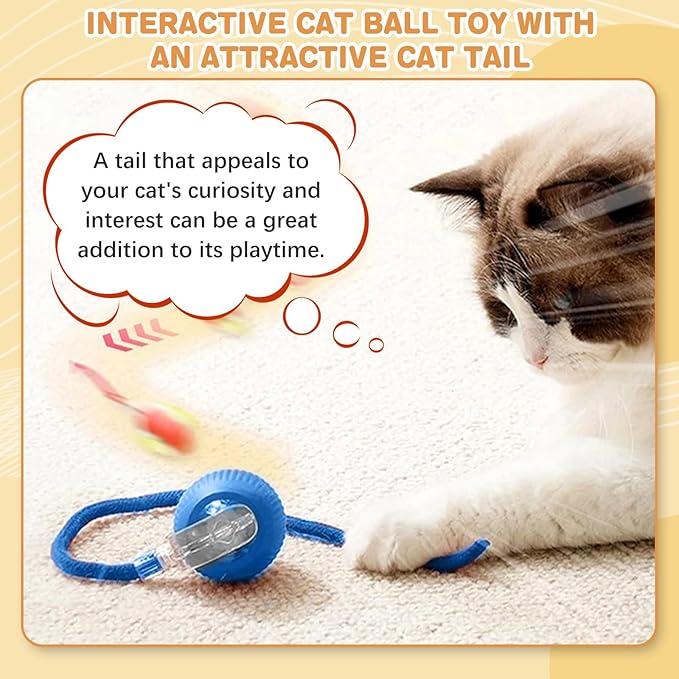Interactive Cat Toys for Indoor Cats, Rechargeable 360° Automatic Moving Cat Toy for Bored Indoor Adult Cats, 2025 Upgraded Chase Motion Activated Kitten Toys - Blue-Mewly Pet