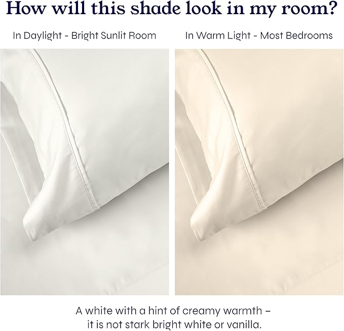 California Design Den Soft Twin Sheets Set - 400 Thread Count Sateen, Natural 100% Cotton Sheets, Deep Pockets, Cooling and Durable Bedding Set for Dorm Rooms & Adults - Ivory (Pale Tone)