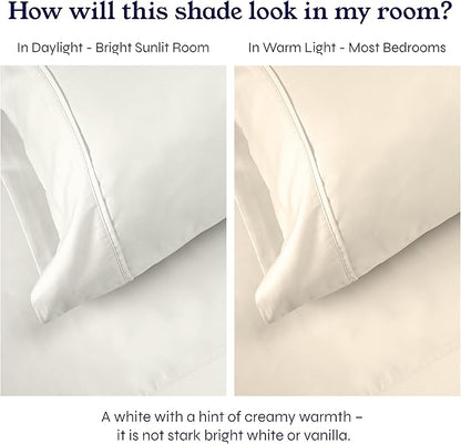 2-Pack Twin XL Sheet Set - 400 Thread Count Sateen 100% Cotton Twin XL Sheet Sets - Soft, Breathable & Cooling Sheets, Wrinkle Resistant, 2 Sets of Deep Pocket Bed Sheets - Ivory (Pale Tone)