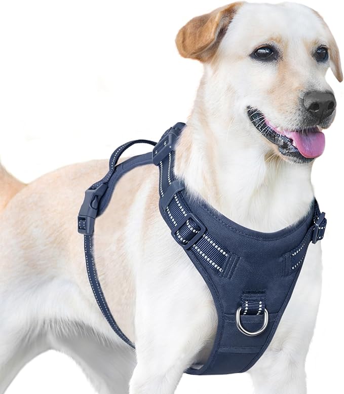 No Pull Dog Harness, Reflective Puppy Vest for Small Medium Large Sized Dog(Prussian Blue,XL)-Mewly Pet