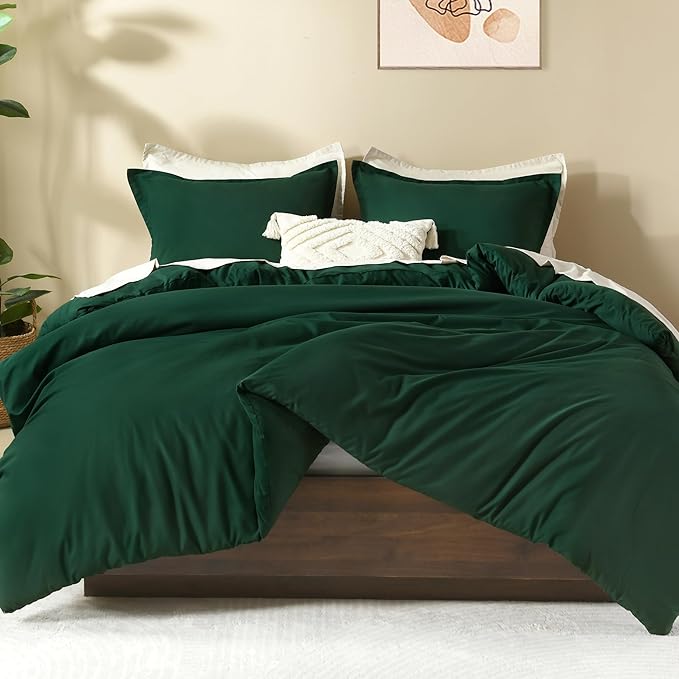 Litanika Oversized King Comforters Emerald Green Super King Size, 3 Pieces Lightweight Solid Bedding Comforter Set, All Season Fluffy Bed Set (120x120In Comforter & 2 Pillowcases)