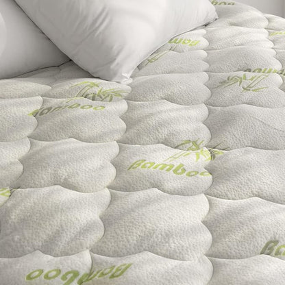 Twin Mattress Cover Air Mattress Topper, Viscose Made from Bamboo Mattress Pad for Kids, Soft Breathable and Noiseless Pillow Top Mattress Fits up to 16 inch