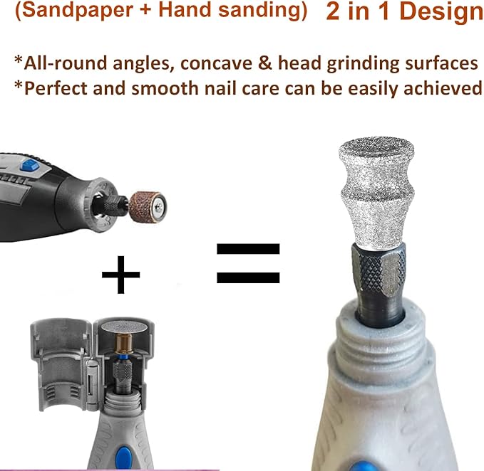 Diamond Dog Nail Grinder for Dremel, Diamond Sanding Drums, Diamond Rotory Bit for Dogs&Pets Nail Care, 1/8'' Nail Dremel Tool for Dogs, for Animals Nail Care & Home Grinder Tools-Mewly Pet