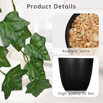 Set of 2 Fake Ivy Plant for Home Decor Indoor Silk Artificial Hanging Plant 25" Fake Ivy Vine Faux Ivy Leaves for House Room Indoor Outdoor Home Shelf Office Plant Decor