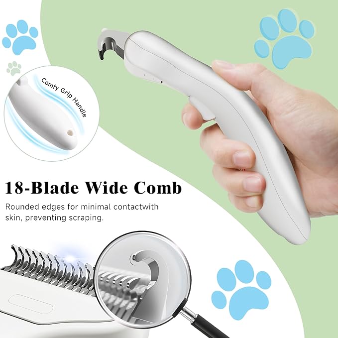 Undercoat Shedding Brush for Dogs & Cats – Professional Deshedding & Dematting Tool –Steam Brush for Cat & Dog Includes Waterless Shampoo-Mewly Pet