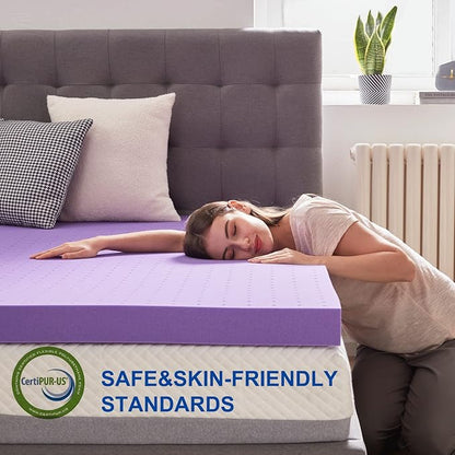 SINWEEK 4 Inch Gel Memory Foam Mattress Topper Ventilated Soft Pressure Relieve Mattress Pad, Breathable Bed Topper, CertiPUR-US Certified, Queen Size