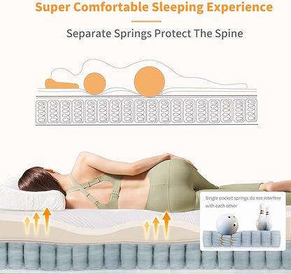 ESHINE King Adjustable Bed Frame-Luxury Gel Memory Foam(783 Pocket Springs), Bed Base Frames with Massage, Wireless Remote, USB, Under Bed Night Light, Head and Foot Incline, Medium Soft, 3000 Series