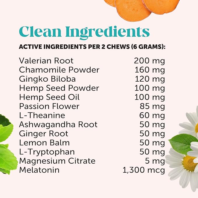 Natural Hemp Calming Chews for Dogs Maximum Strength - Hemp & Melatonin Dog Anxiety Relief - Calming Aid Supplement with Valerian Root - Stress, Separation & Thunder Support - (Duck 90 Ct)-Mewly Pet