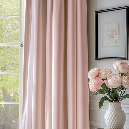 Lazzzy Velvet Blackout Curtains Thermal Insulated Room Window Drapes Super Soft Luxury Curtains for Living Room Bedroom Rod Pocket 2 Panels, Dusty Pink, 52" W x 96" L