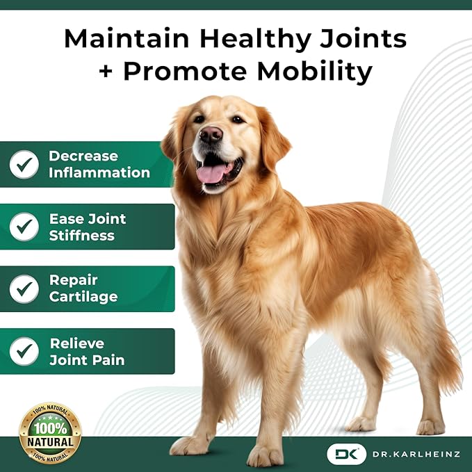 Glucosamine for Dogs - Max Strength Hip and Joint Supplement for Dogs - MSM, Chondroitin, Hemp Oil, Turmeric - Mobility Support and Pain Relief - 120 Chewable Tablets (Chicken Flavor)-Mewly Pet
