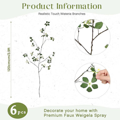 6 Pcs Tall Artificial Flowers Branches for Spring Indoor Decoration, 63 Inch Fake Faux Flowers with Long Stems for Vase Wedding Home Party Table Centerpieces (Rattan Guanyin Lotus)