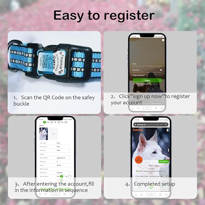 Reflective Dog Collar with Apple AirTag Holder & QR Code Pet ID Tag,Soft Nylon Adjustable Dog Tracker Collar with Safety Lock for Small Dogs (Blue, S)-Mewly Pet