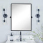 TEHOME Pivot Mirror Matte Black Bathroom Mirror Squared Edge Rectangle Tilting Beveled Vanity Mirrors for Wall, Overall 33.9 x 40 inches (Mirrror 30 x 40 inches)