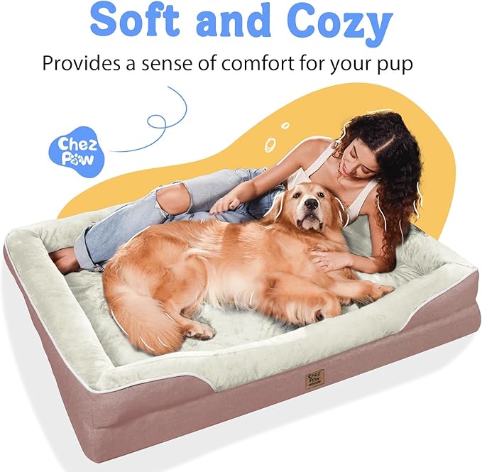 Orthopedic Washable Large Dog Bed - Dog Beds Large Sized Dogs with Removable Cover Waterproof Orthopedic Pet Bed XL Dogs Beds with Bolster-Mewly Pet