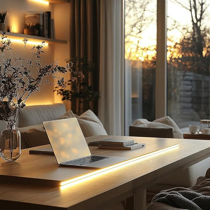 Short Led Strip Lights 5V USB LEDs Display Cabinet Lighting USB 8mm Small COB LED Strip Light 4000K Warm White Not Dimmable Flexible led for Home DIY TV Lights Indoor Use (3.28FT /1M)