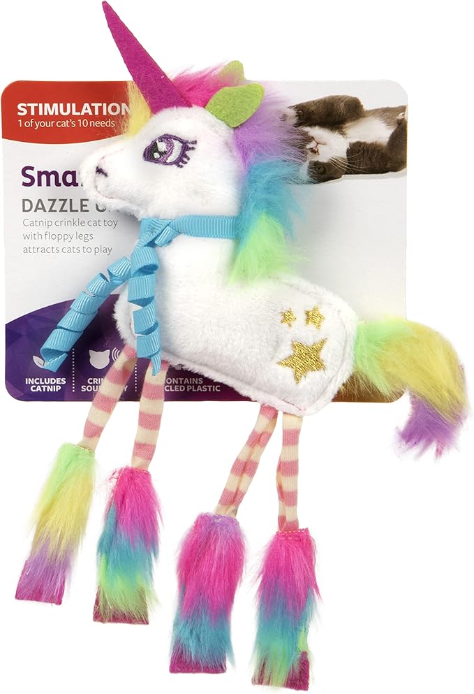SmartyKat Dazzle Unicorn Crinkle Plush Catnip Cat Toy-Mewly Pet