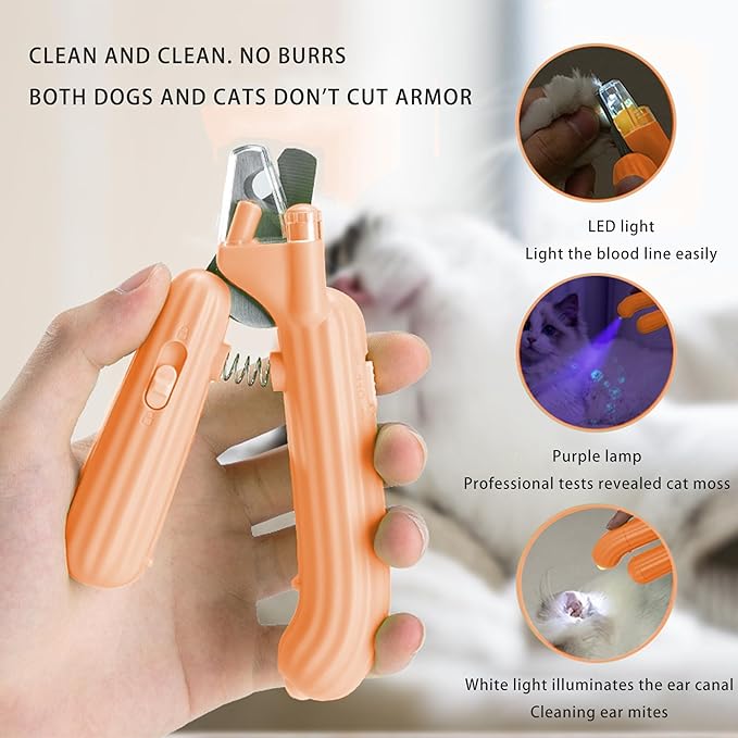 Cactus Shaped Cat Nail Clippers - Durable, Ergonomic Pet Grooming Tool for Cats & Kittens - Safe, Sharp, and Comfortable Claw Trimmer(Orange)-Mewly Pet