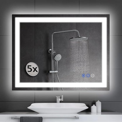 36 x 28 LED Bathroom Mirror with Lights Led Mirror Bathroom Lighted Large Wall-Mounted Vanity Mirror Smart Touch Button,Anti-Fog,Waterproof,Stepless Dimmable,Adjustable Color