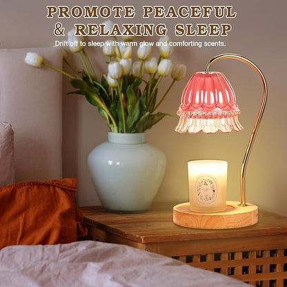 Flower Candle Warmer Lamp with Timer, Wax Warmer, Height Adjustable, Birthday Gifts for Women, Mom, Sister, Candle Lamp Warmer Christmas Gifts, Electric Dimmable Candle Warmer, Vintage Home Decor